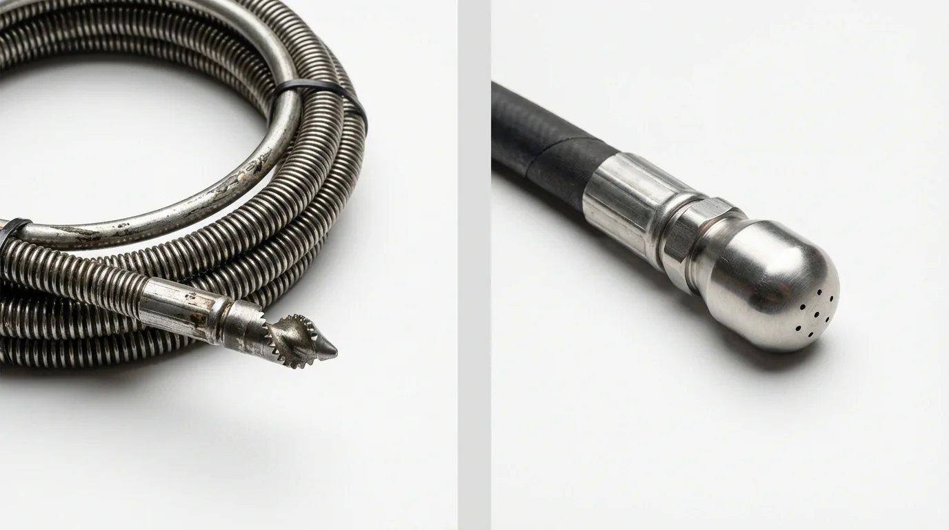 Drain snake cable and hydro jetting nozzle used for drain cleaning in Americus, GA
