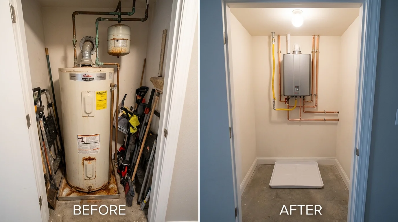 Tank water heater versus wall-mounted tankless unit comparison for Americus, GA homeowners
