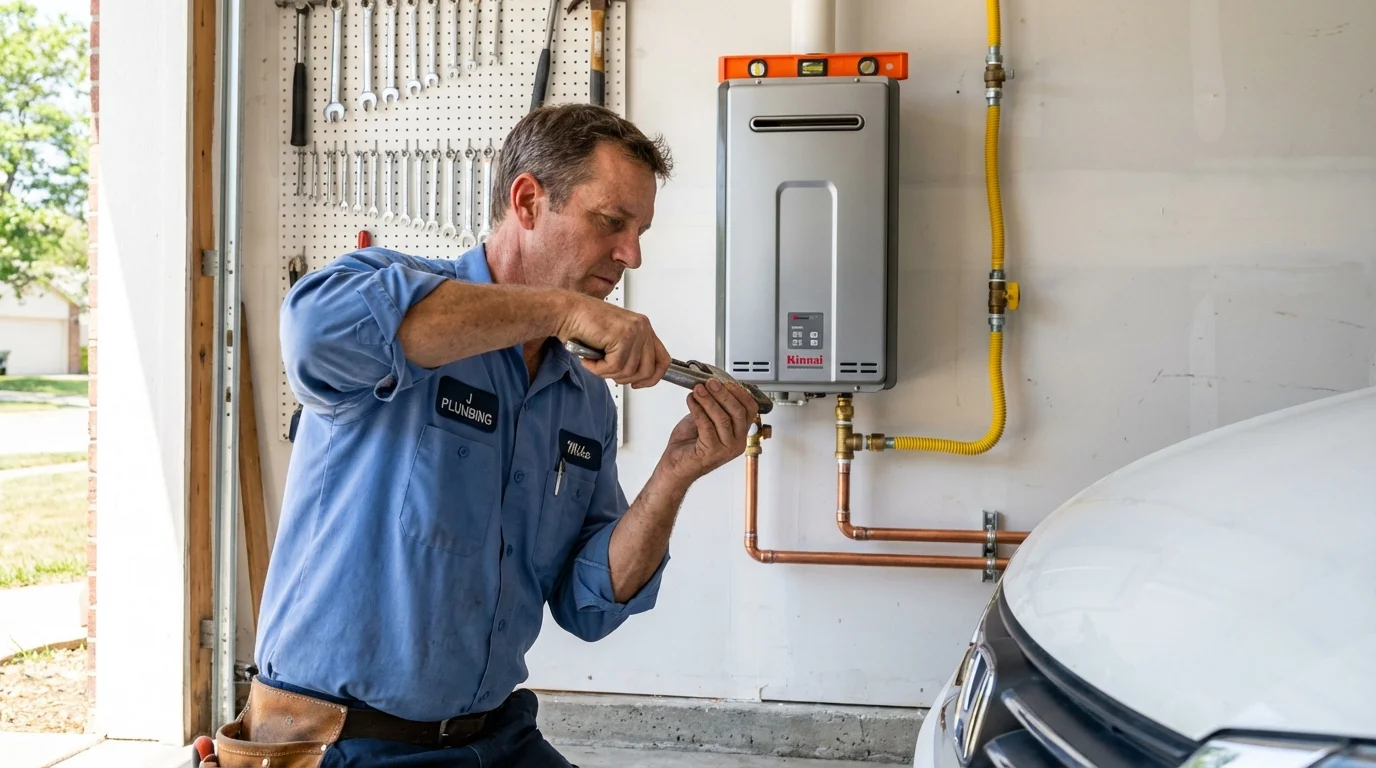 Tankless water heater installation by a Johns Plumbing LLC plumber in Americus